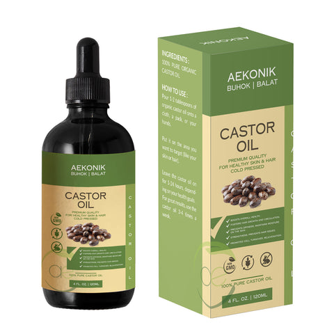 AEKONIK Organic Cold Pressed Castor Oil - Natural Castor Oil For Hair and Beard Growth - Cold Pressed Oil with Natural Healing Properties - Castor Oil for Eyelash Growth - 4 OZ / 120 ML