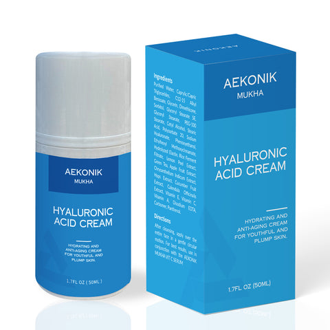 AEKONIK Hyaluronic Acid Facial Serum - Facial Moisturizer with Vitamin A, E, C, Green Tea, Hyaluronic Acid and Fruit Extracts - Anti Aging Serum for Facial Skincare - 50ML
